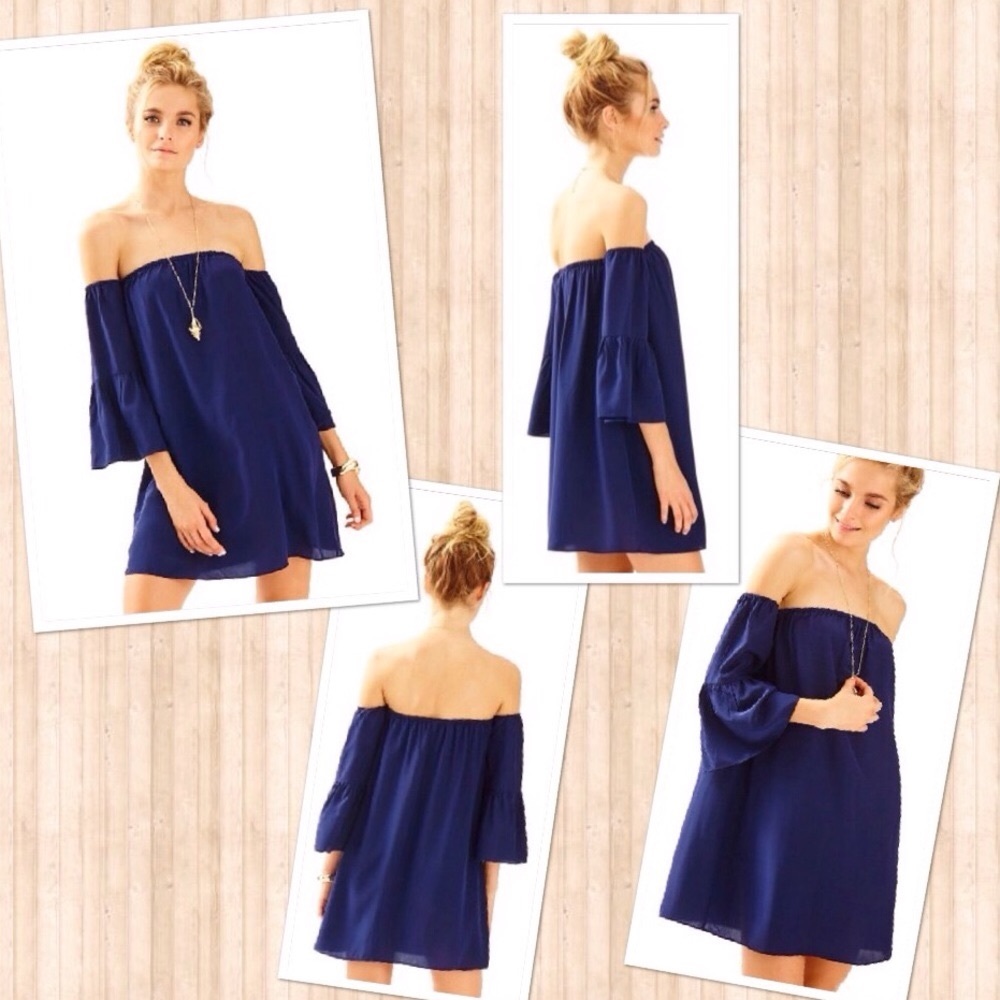 NWT Lilly Pulitzer 100% Silk Sanilla Dress | Navy | Size XS - Picture 2 of 8